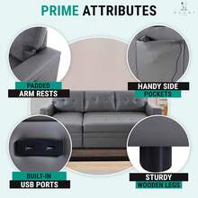 L-Shaped Sectional Sleeper Sofa With  Ports - Convertible Pull-Out Bed, Ample Storage, Timeless Design, Durable Construction Gray/Air Leather,23944373 - 珊瑚橙 - 查看 5