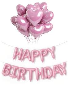 13pcs 16-Inch Happy Birthday Balloons, Decorative Balloons, Party Balloons (Random Coil Colors) - Pink - View 8