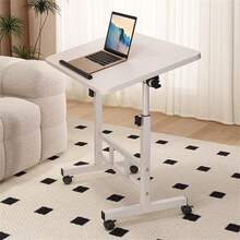 Standing Desk Adjustable Height Mobile Stand Up Desk Overbed Laptop Table With Wheels, Roller Bedside Desks For Work, Dining, Relaxing, White - White - View 10