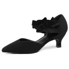 Women's Pointed Toe Kitten Heels - Closed Toe Floral Embellished With Cushioned Insole Christmas Gift & New Year Gift - Màu đen mát mẻ - Xem 1
