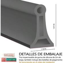 Barrera de Agua 2M, Presa de Agua para Ducha 5X3CM, Material de Silicona, Viene Con Dos Botellas de Caucho de Silicona - Gris + 5X3CM - Ver 3