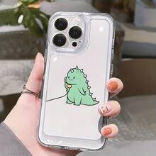 Funda de teléfono transparente de alta calidad con lente negra y diseño de dinosaurio de dibujos animados rosa y verde, elegante y asequible, funda de protección creativa personalizada, a prueba de golpes y anti-caídas, resistente a las manchas y duradera, adecuada para  17/17 Pro/17 Pro Max/17 Air/ 16/16 Pro/16 Pro Max/16 Plus/ 15/15 Pro Max/15 Pro/15 Plus/ 14/14 Pro/14 Plus/14 Pro Max/ 13/13 Pro/13 Pro Max/12/12 Pro/12 Pro Max/11/11 Pro/11 Pro Max/XR/X/XS/XS Max. Es el regalo de cumpleaños perfecto para novias, novios, esposos, esposas, amigos o para uno mismo, innovador y a la moda, adecuado tanto para hombres como para mujeres. - Dinosaurio verde 1870 - Ver 4