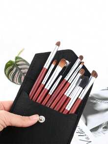 RANCAI 10pcs Natural Horse Hair Eyeshadow Brush Set, Small Eyeshadow Brush Set, Professional Eye Makeup Brush Set, Small Nose Contour Brush, Angled Eyeshadow Brush, Eyeshadow Blending Brush - Multicolor - View 5
