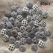 20/50/100/300/500个/包黑白格子纽扣，DIY服装配件手工木制纽扣，1.5厘米/0.59英寸 - 彩色 - 查看 22