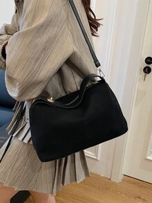 Geantă de umăr din catifea de căprioară, la modă, retro, toamnă/iarnă 2025, versatilă, de înaltă calitate, în stil vintage, pentru femei