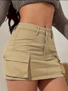 Laica Cargo Mini Skirt At The Waist Lifts Butt High Waist Fashion Blogger - 米色 - 查看 3