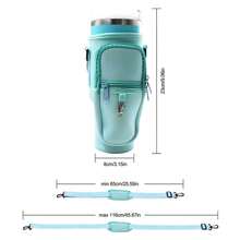 1 Stück Sportflasche und Fitness Flaschenhülle, 1,2 L isolierte Griff Flaschenhülle, verstellbarer Schultergurt Flaschenhalter (mit Schlüsselanhänger/Handytasche), Becher Schutzhülle, verstellbare multifunktionale Becherhülle, geeignet für Outdoor-Aktivitäten - Verschiedenfarbig - Übersicht 5