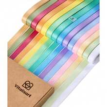 Pastel Satin Ribbon 3/8" X 14 Rolls 70 Yards Ribbon For Gift Wrapping Hair Craft Party Dration Flower Bouquet Wedding Double Face Assorted Color,23939848 - Coral Pink - View 1