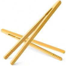 Reusable Bamboo Toast Tongs 2 Pcs, 7 Inch Wooden Toaster Tongs For Cooking & Holding, Nature Wooden Kitchen Utensil For Cheese Bacon Muffin Fruits Bread - Default - View 1