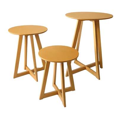 Trio de Mesas Triângulo MDF Cru Decorativo | Mesas para Festa, Evento, Lojas e Ambientes