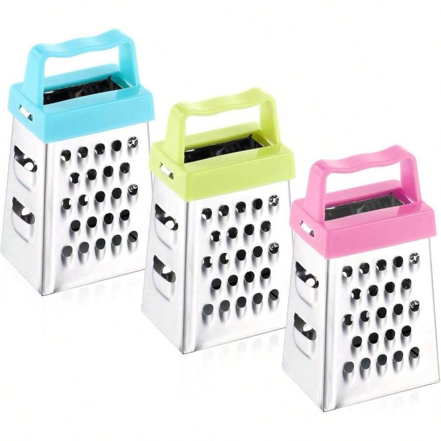 3Pcs Grater, Small Cheese Grater Stainless Steel Box Grater With Handle Efficient Kitchen Gadget Grating Garlic Nutmeg Chocolate Parmesan Dishwasher , 1.02x1.45in - 最初的 - 查看 1