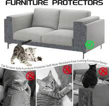 2 Pcs 39.4"X15.8" Cat Scratch Mat, Cat Scratch Couch Furniture Protector, Triable Self-Adhesive Cats Scratch Pads, DIY Cat Scratcher For Wall Protector And Covering Cat Tower (Dark Gray),23942244 - 杏色 - 查看 5