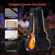 Electric Guitar Hard Case, 41.34 In Gourd-Shaped Guitar Hard Case, With Lock Latch Keys Handle, PVC Padding Soft Lining Water-Resistant Hard Shell Guitar Case, For 39 In LES Pa Ul Guitars, Black - Black - View 4