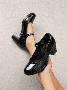 Women's Chunky Low Block Heels Pumps Mary Janes Closed Round Toe Comfortable Elegant Solid Color Dating Vacation Classic Dress Work Shoes - 蒙特內哥羅 - 查看 6