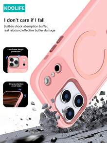 Koolife 1pc Magnetic Charging Shockproof Anti-Drop Matte Skin-Feel Phone Case With Personalized Frame Design Large Camera Hole PC+TPU Compatible With Apple 18pro/18pro Max/17/17 Air/17 Pro Max/16/16pro/16plus/16promax/11/11pro/11promax/12/12pro/12promax/13/13pro/13promax/14/14plus/14pro/14promax/15/15pro/15plus/15promax/ Galaxy S25Ultra/24Plus/23/Galaxy 22 - Pink + Magnetic Card Holder - View 5