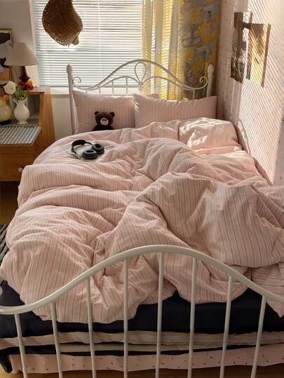 3 件套加厚涤纶复古印花床上用品套装，适合男孩、女孩、宿舍、卧室、拉链开合、四季皆宜、柔软透气，适合单人床、双人床、大号床、特大号床（1 个羽绒被套、2 个枕套、无填充物）