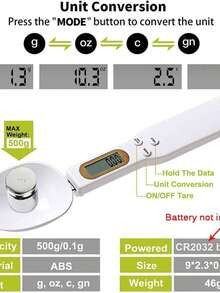 Báscula de cocina electrónica 0.1g-500g con pantalla LCD, báscula digital de cucharas para medir peso, herramienta de cocina digital - Multicolor - Ver 6