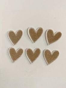 6/3/1pc Gold Heart Embroidered Patches, Iron-On/Sew-On Application For DIY Clothing And Fabric, Mini Heart, Heart-Shaped Embroidery, Star Embroidery Patches, Adhesive Fabric Appliques For Garment Decoration - Multicolor - View 5