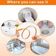 3 PCS Drain Clog Remover, Effective Drain Snake Hair Drain Clog Remover, Ideal Drain Cleaner For Sinks, Showers, And Tubs - Flexible And Durable 20inch Length For Easy Use. - Orange - View 5