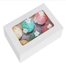 10pcs Cupcake Boxes With Liners, 6 Cup Holders, Standard Baking Boxes With Window, Suitable For Muffins, Gifts, Etc. - White - View 5
