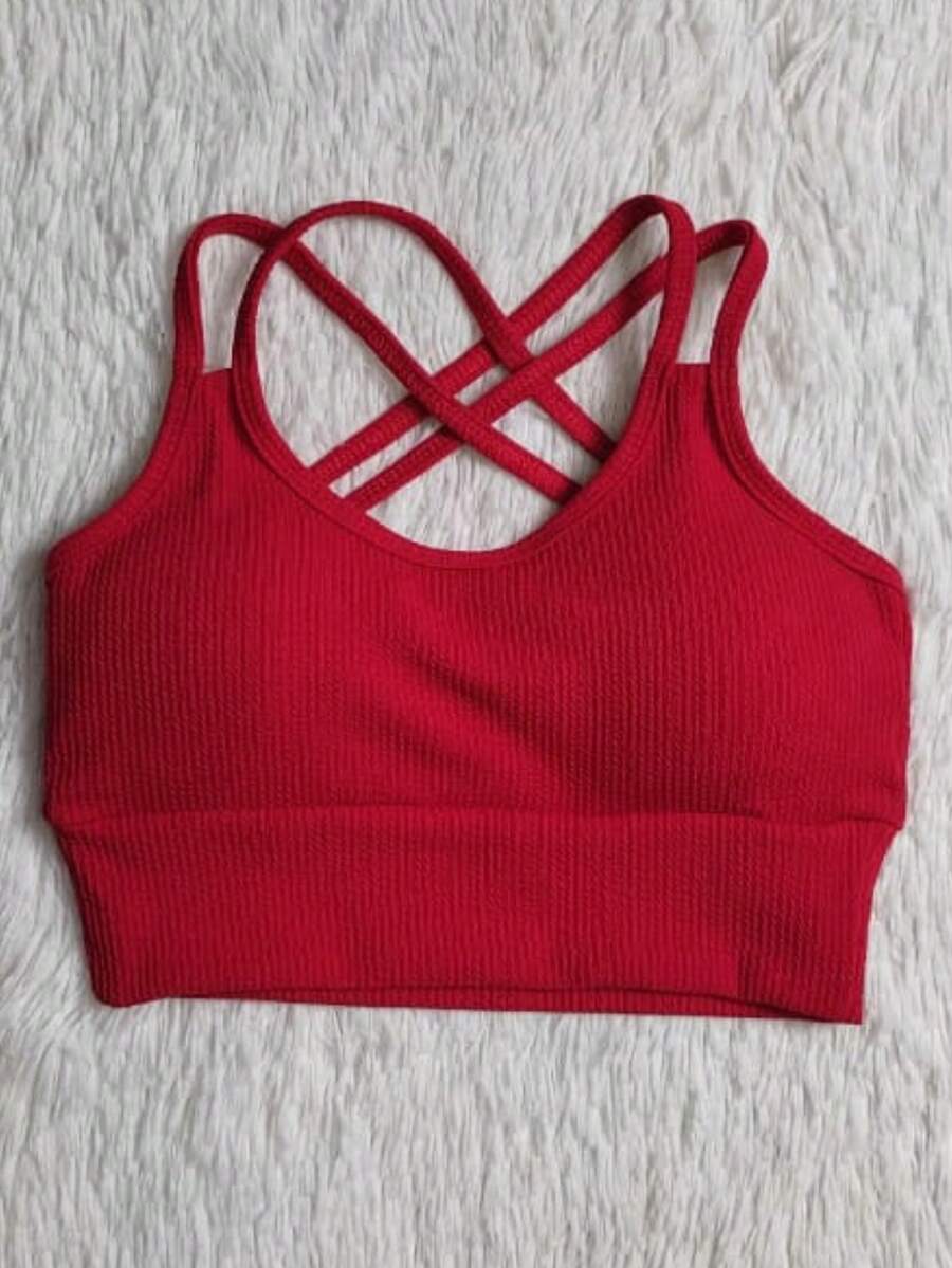 ANARRUGA Cropped Top For Gym Everyday - Red - View 1