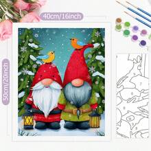 1pc Paint By Numbers For Adults Snow Old Man Painting On Numbers Christmas Diy Gift Home 40x50cm/16x20inch Without Frame - Multicolor - View 4