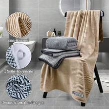 3Packs Toallas de Baño Ultra Suaves Juego de Toallas de Secado Rápido Altamente Absorbentes para Baño, Playa, Piscina, Gimnasio, SPA - 1*gris oscuro+1*curry+1*azul oscuro - Ver 4
