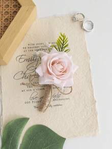 1Pc Modern Wedding Simple Artificial Flower Boutonniere For Men,Silk Rose Eucalyptus Boutonniere For Groom And Groomsmen, Boho Wedding, Minimalist Groom Corsage,Real Touch Lapel Flower Pin (Colorful Options),Elegant Men's Corsage For Suit, Prom, Formal Events Valentine's Day Accessories