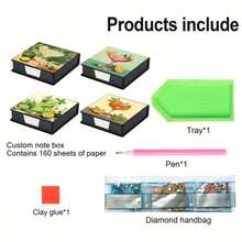 1pc 5D Diamond Painting Kit - Bookmark Box Storage Box, Special Shape Crystal Rhinestone, Beverage Cup Theme Pattern, DIY Diamond Mosaic Memo Box, Suitable For Storing Notes And As Desktop Decor, Comes With 150pcs Bookmark Papers - Multicolor - View 6
