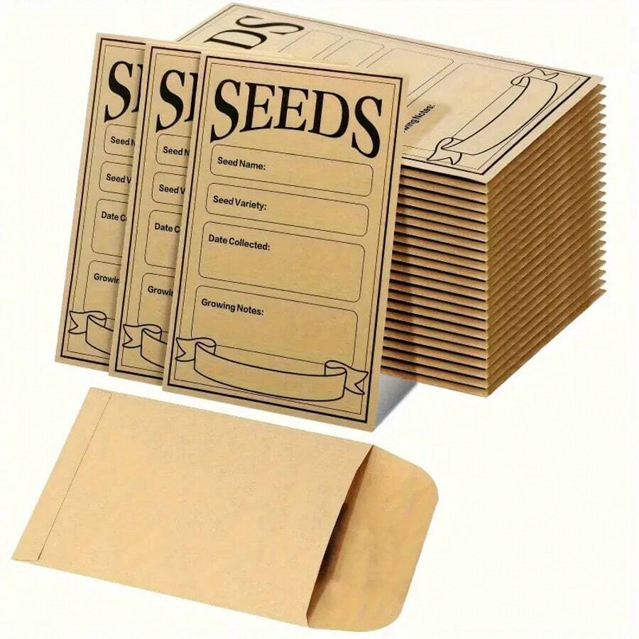 50pcs Small Seeds Envelopes Seed Packets Envelopes Seed Envelopes With Preprinted Small Envelope Collecting Template For Seeds Storage - Multicolor - View 1