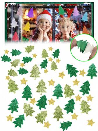 50/100/200/300/500 st. Julgranspulverklistermärken i skum – DIY-juldekorationer för högtider, festliga klassrumspyssel och små presenter