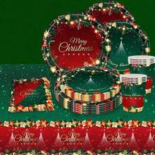 10pcs/20pcs/50pcs/Set Christmas Party Tableware Set - Serves 10 Guests, Includes 9-Inch And 7-Inch Disposable Paper Plates, Napkins, Cups - Ideal For Christmas, Birthday Parties, Baby Showers, Dining Table Decor - Multicolor - View 2