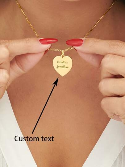 1 Stück personalisierte exquisite herzförmige Mode-Anhänger Halskette, Edelstahl Schmuck, individuell gravierter Text, individueller Schmuck, Damenkette, Namenskette, einfach, modisch und elegant, geeignet für den täglichen Gebrauch und als Geschenk, individualisierte Weihnachtsgeschenke, Halloween Schmuck, Jahrestags-Geschenke, Geburtstagsgeschenke, ein ideales Schmuckgeschenk für Mütter, Liebhaber