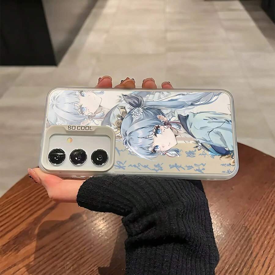 Funda de teléfono de anime dura y robusta de color degradado de Silver, adecuada para Samsung Galaxy S25 S24 S23 S22 S21 S20 S30 Ultra FE Plus 5G Note 20 S25Ultra S24Ultra S23Ultra S22Ultra S21Ultra, accesorio de smartphone lindo y de moda, funda protectora, última sensación fresca y colorida de plata escarchada. - Negro - Ver 1