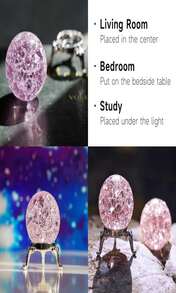 H&Amp;D HYALINE &Amp; DORA Glass Crystal Ball,40mm Ice Crack Ball,Crystal Ball Decorative For Accessories Rockery Ornaments,Orange - ColorC - 查看 4