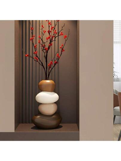 Piece Large Resin Lucky Stone Vase Painted ative Display Artificial Flowers Only Festive Home Office Holiday Idea, Aesthetic Fall Accent, Wedding Tafel Centerpiece, Minimalist Shelf Styling view 5