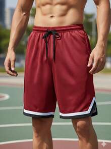 Men's Dry-Fit Bermuda Shorts For Sports Basketball With Elastic - 紅色 - 查看 1