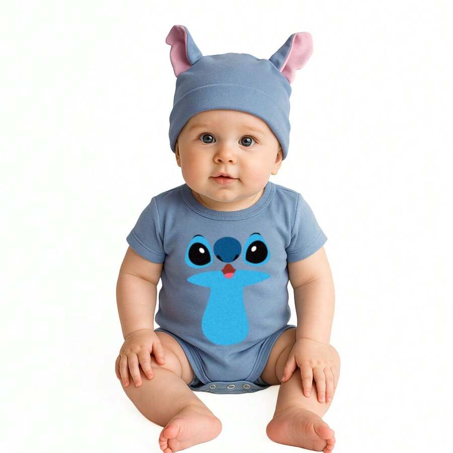 Disney Printed Multi-Piece Baby Outfit With Hat - 藍色 - 查看 1