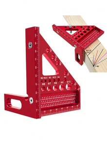 多功能木工三角尺带隐藏销铝合金方尺划线尺公制测量孔尺45°90°角尺辅助测量工具