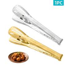 1个可重复使用的带图案食物夹，适用于零食、蛋糕、沙拉、糕点、面包、水果、肉类、烹饪用具、意面夹，多功能厨房用具，厨房用品，厨房配件，家用厨房用品 - 适合万圣节、圣诞节、毕业典礼、婚礼派对、母亲节礼物 - 金色 - 查看 7