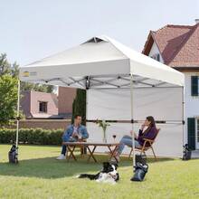 10x10 Pop Up Canopy Tent  Canopy With 150D Silver Coated Fabric Including 2 Half Sidewalls, 4 Ropes, 8 Stakes, 4 Weight Bags, STO 'N Go Bag, White,23950448 - 白色 - 查看 2