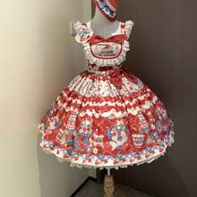 Lolita Outfit - Strawberry Tata Jsk Skirt + Love Strawberry Embroidery Brooch - View 5