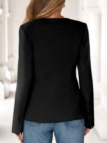 Women Long Sleeve Blazers Casual Open Front Button Down Jacket Spring Fall Autumn Winter Work Office Business Suit Dressy Blazer Outfits - 黑色 - 查看 3