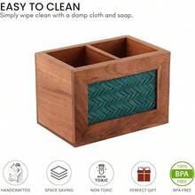 Handcrafted Mango Wood Cutlery Holder With Artistic Metal Handle| Flatware Silverware Caddies Utensils Cutlery Holder Ideal For Countertop And Party Use - Brown - CADDY-sTYLE 06 - View 6