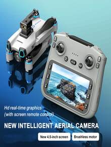 CASRRA Drone com Câmera. A nova versão 814 com controle de tela é um drone de fotografia aérea disponível nas cores preto e cinza claro. Ele é equipado com uma tela de exibição em tempo real de 4,5 polegadas, controle remoto, motor brushless resistente a ventos fortes, suspensão por fluxo óptico e funções inteligentes de desvio de obstáculos, facilitando o início rápido para iniciantes.