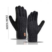 1pair Winter Double-Layer Fleece Gloves With Touch Screen Soft Skin-Friendly Knitted Gloves, Thickened Fleece, Windproof, Non-Slip, Warm And Cold-Resistant, Keep You Warm In Cold Weather. Perfect For Parties, Driving, Cycling, Hiking, Traveling, Outdoor Skiing And Halloween Accessories.Unisex
