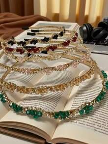 1 buah/6 buah Bando Kristal Berkilau Warna-warni Baru, Hiasan Kepala Ringan dan Elegan untuk Anak Perempuan, Cocok untuk Pesta, Ulang Tahun, Pemakaian Sehari-hari untuk Merapikan Poni, dan Hiasan Rambut. - Kristal berlian imitasi berbentuk S multiwarna - View 4