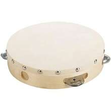 Pack Of 2 Pieces 7" Wooden Tambourine Hand Held Drum Bell, Single Row 5 Pairs Metal Jingles Percussion Musical Instrument - Default - View 3