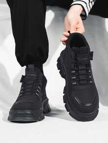 2024 Autumn/Winter New Men's Boots, British Style Anti- Durable Increased Height Work Boots, Men's Versatile Thick Sole Outdoor Hiking High-Top Boots - Black - View 7