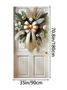 1 peça elegante guirlanda de porta de Natal de poliéster, 35x70 polegadas, decoração festiva para pendurar na varanda para sala de festas e festas, bandeira de porta de estilo artístico para exibição na entrada - Multicolorido - Ver 11
